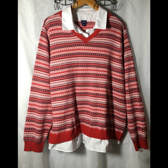 Basic Editions Tops - Basic Editions Shirt/ Sweater 3X Red/white Blouse